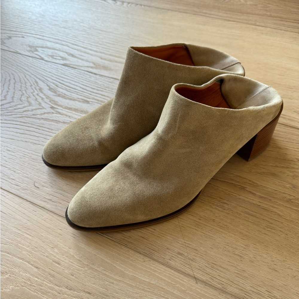 Everlane Tan Leather Suede Ankle Boots Mule Convertible Heel size 7.5